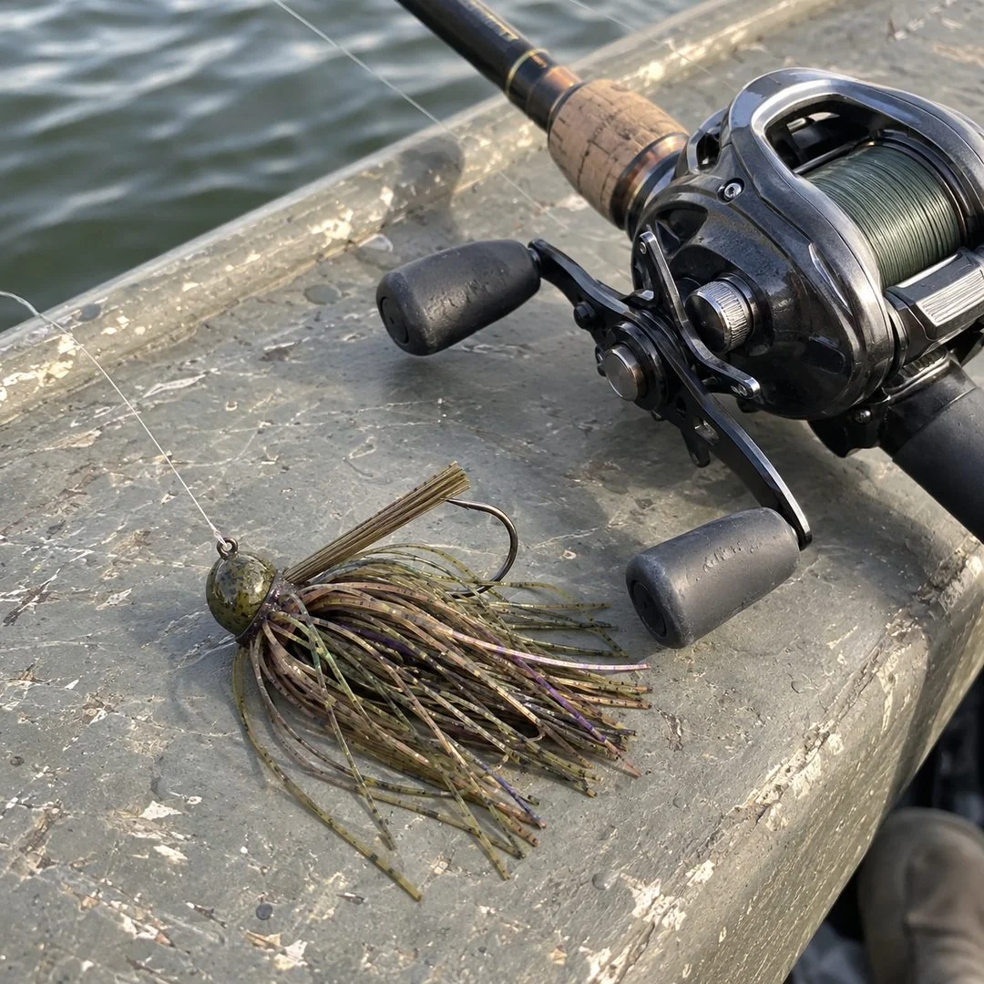 Jig junto ao equipamento de pesca