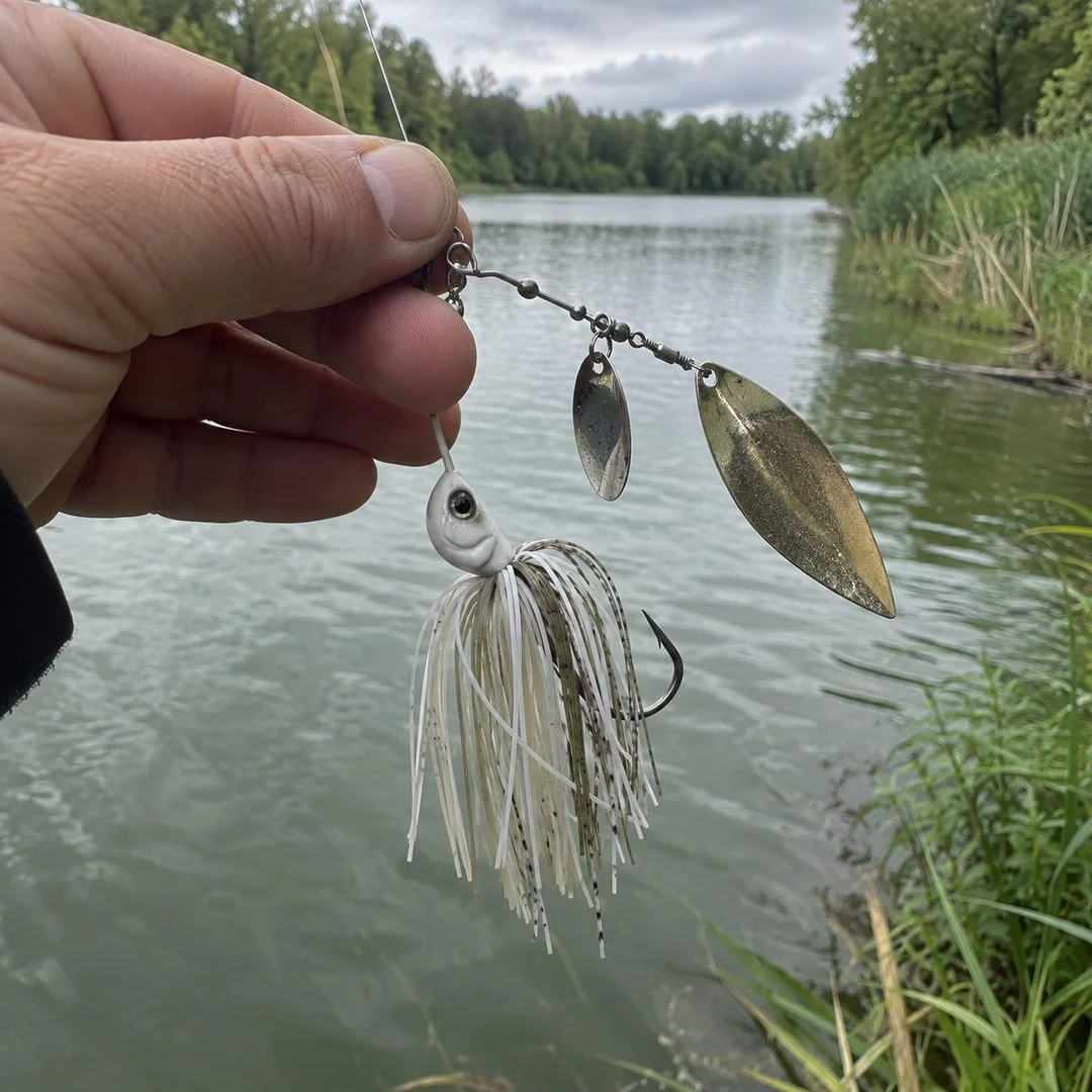 Spinnerbait apresentada à beira da água