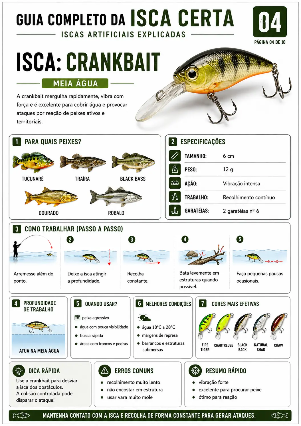 Página do guia sobre a isca Crankbait e sua vibração