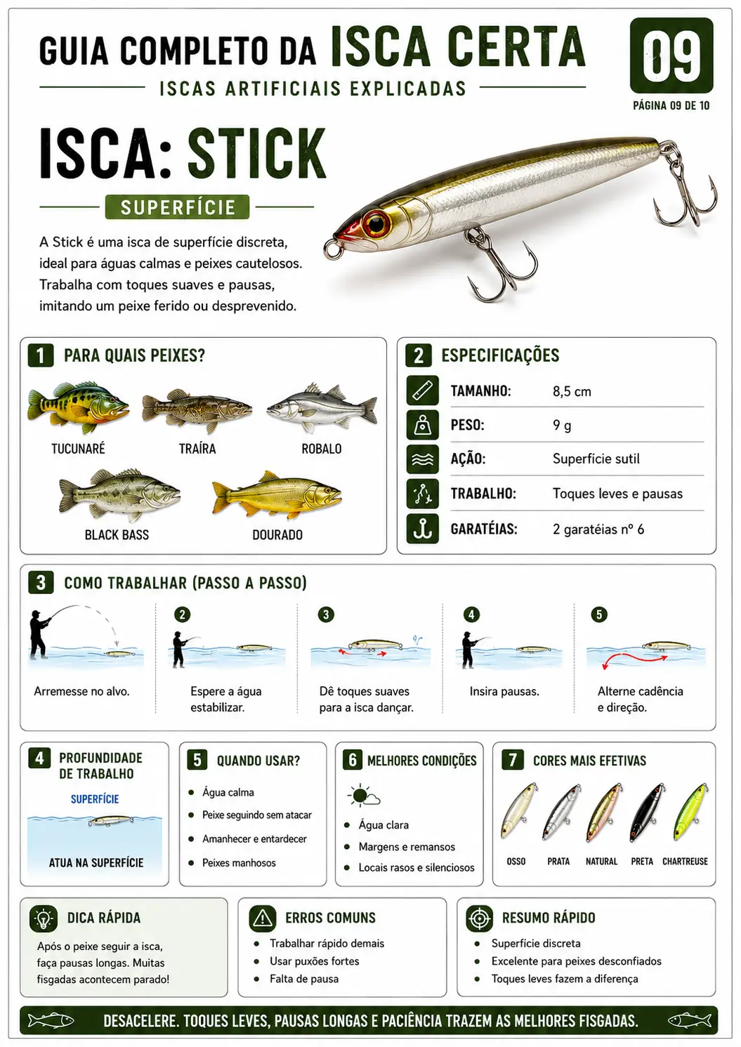 Página do guia sobre a isca Stick de superfície
